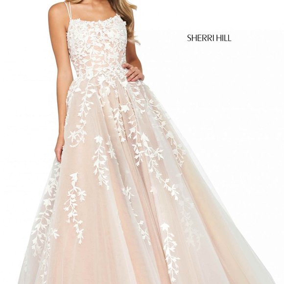 Sherri Hill, Ivory Ball Gown, Lace & Rhinestones - Picture 5 of 16